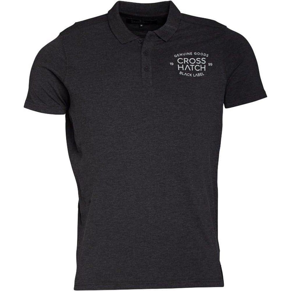 Crosshatch Haiden Mens Authentic Casual Designer Pique Polo Shirt Black Marl