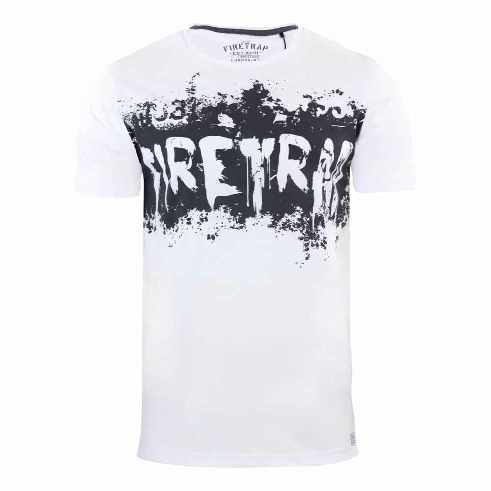 Firetrap Mens Ruxton Branded Designer Casual Blackseal T Shirt White