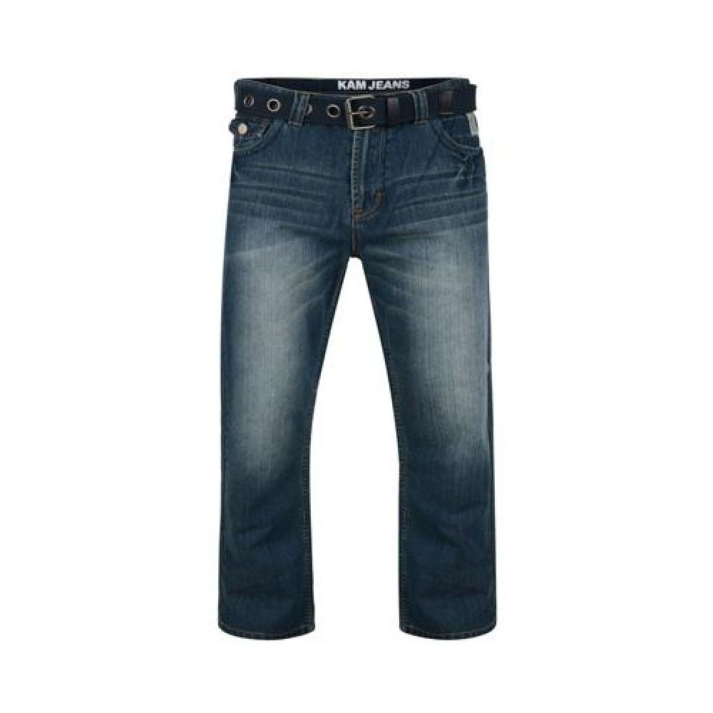 Kam 38" Leg Relaxed Fit Jeans Brito Blue Used Look Jeans