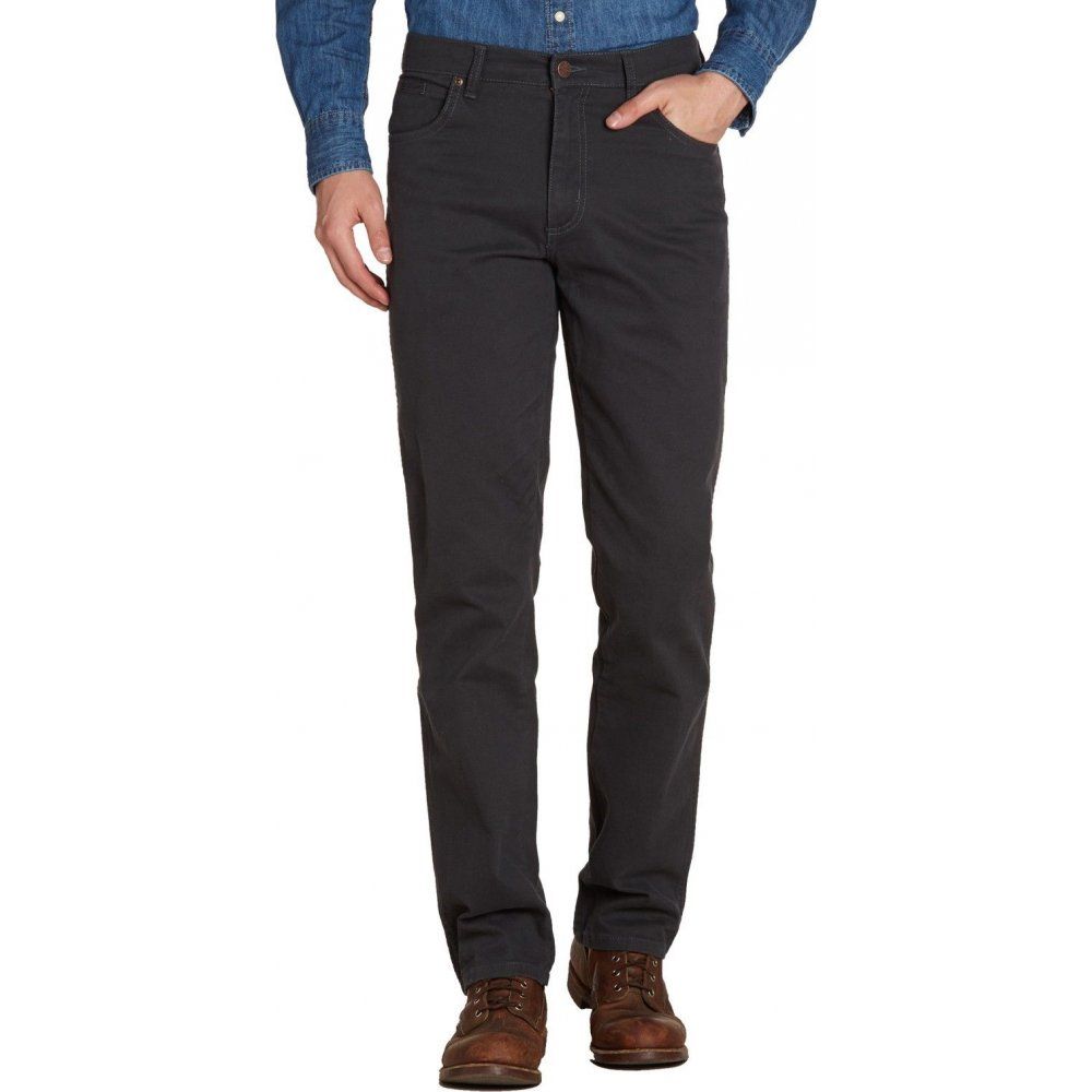 Wrangler Texas Mens Stretch Moleskin Regular Fit Jeans Navy Grey