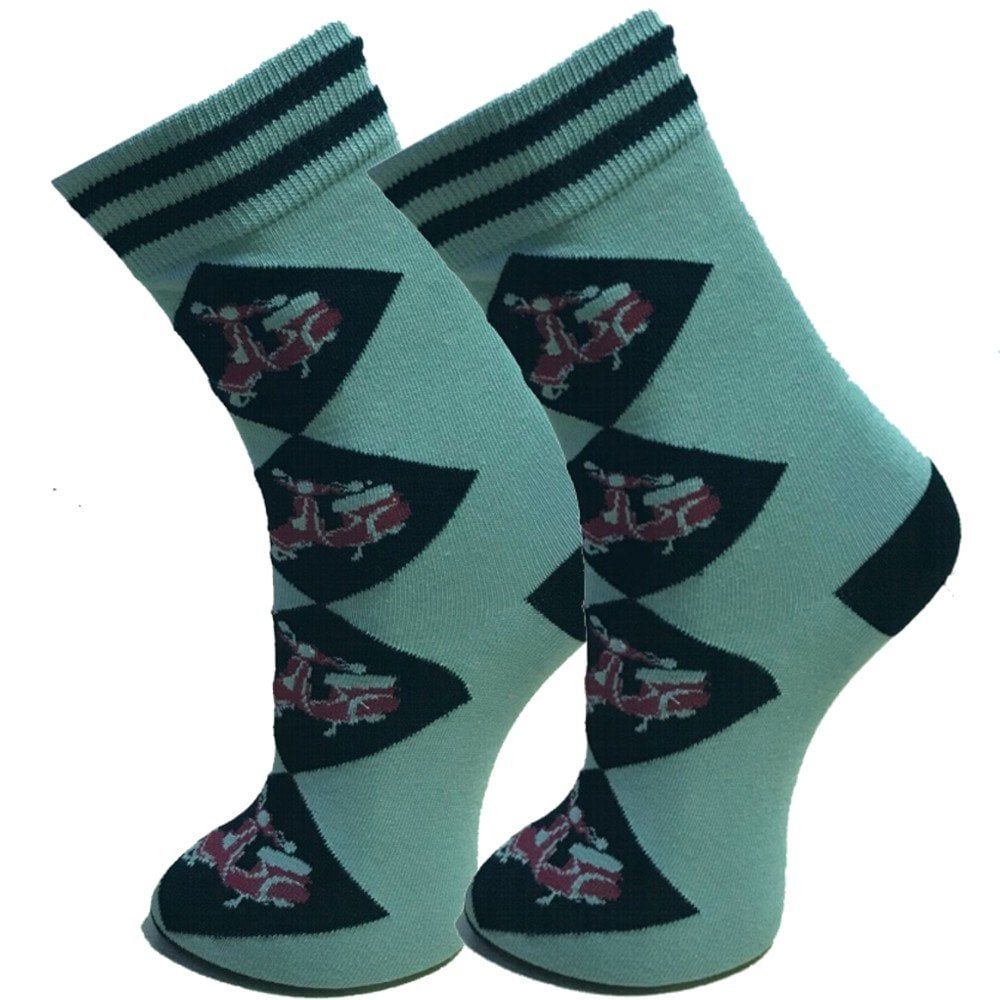 Warrior Retro Vespa Vintage Socksteady Argyle Red Socks pack of 2 pairs Mod Scooter 