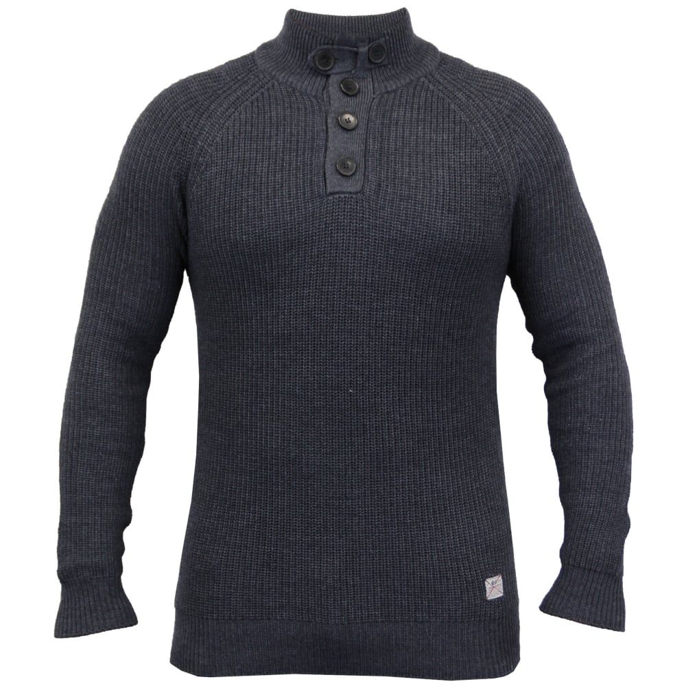 Crosshatch Masons Cotton Pullover Neck Knitted Jumper Night