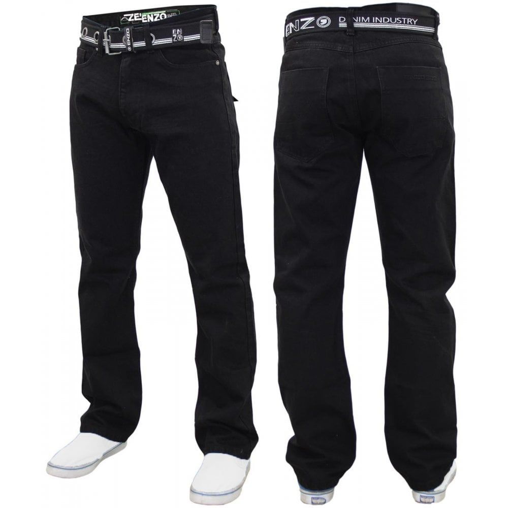 Enzo Mens EZ 324 Designer Denim Jeans Pants Black