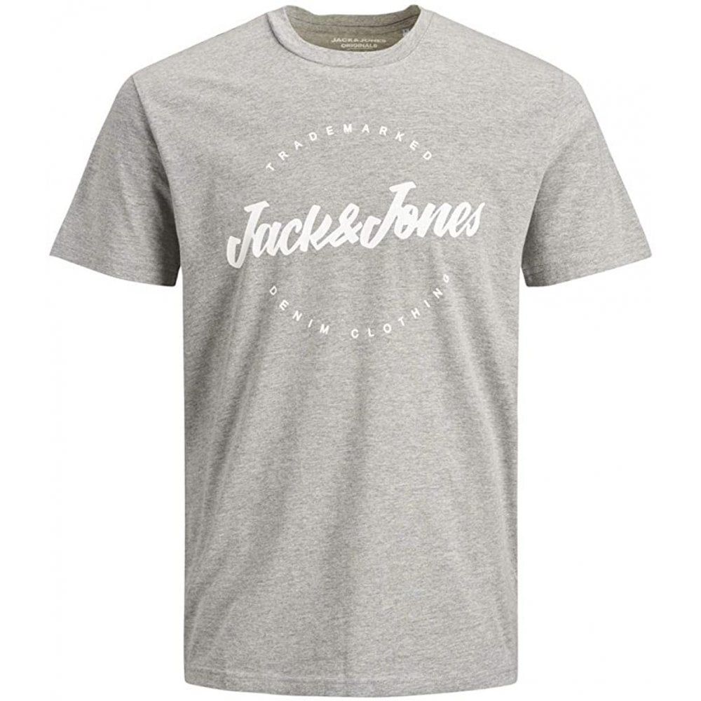 Mens Jack & Jones New Raffy Designer Classic T Shirt Light Grey