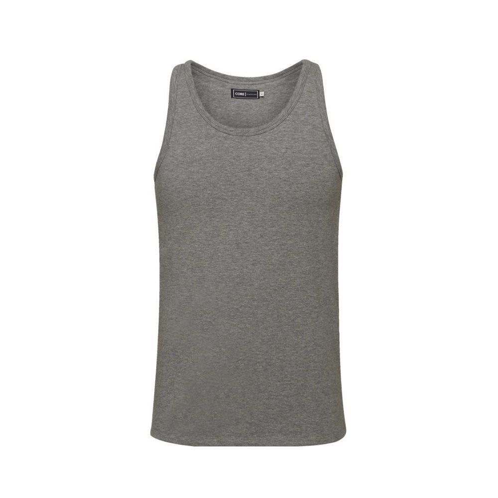 Jack & Jones New Mens Vest Slim Fit T-shirt Stretchy Plain Lycra Cotton Tee Grey