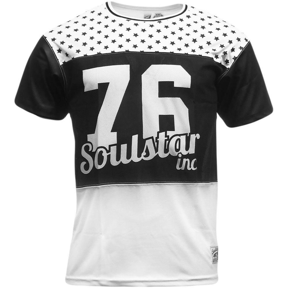 MT Nebula Baseball Mesh Stars Number Sport T Shirt Tee Top White