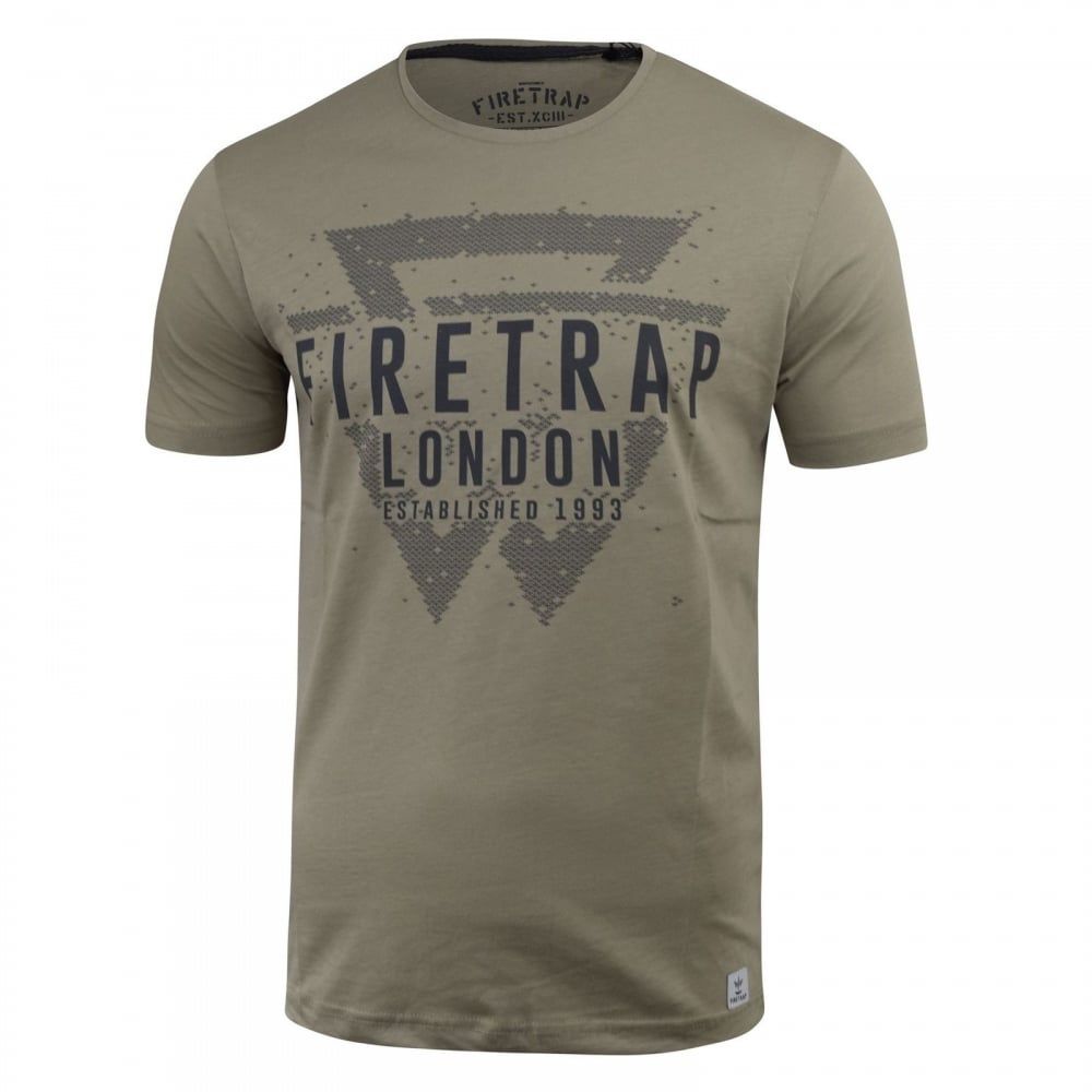 Firetrap Mens Morrin Cotton Crew Neck Short Sleeve Tee Laurel Oak