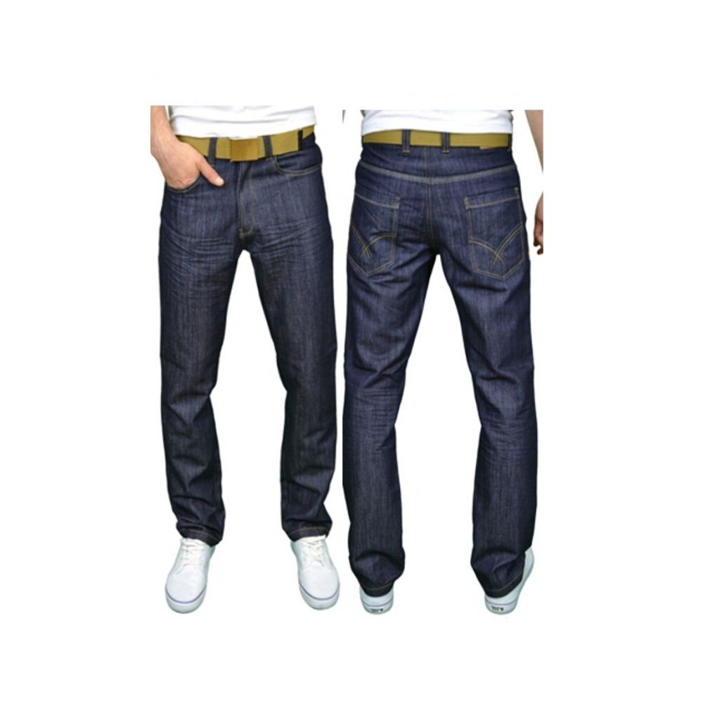 Mens Designer Branded Comfort Fit Straight Leg Rinse Jeans