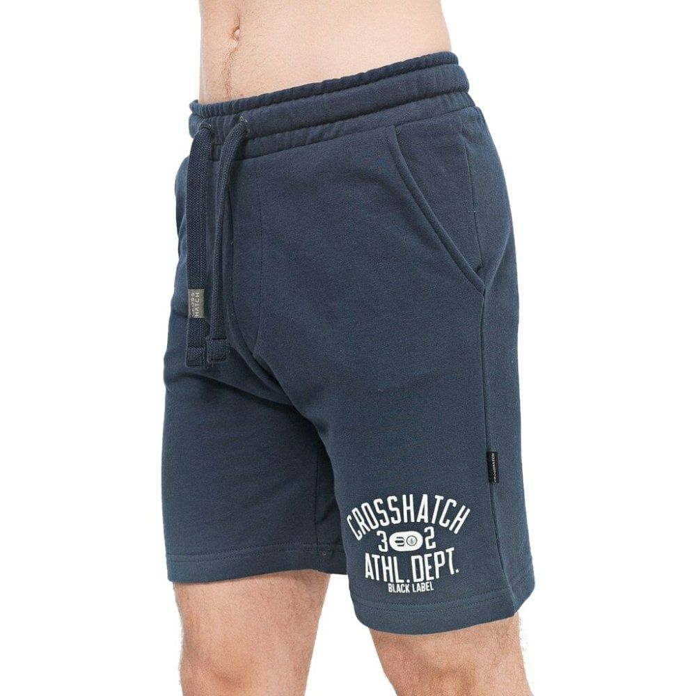 Crosshatch Mens New Designer Loopworth Jogger Casual Shorts Blue