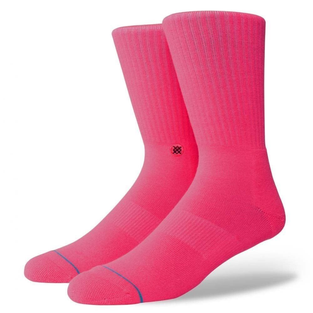 Stance Mens New Classic Crew Comfort Icon Anthem Socks Florescent Pink