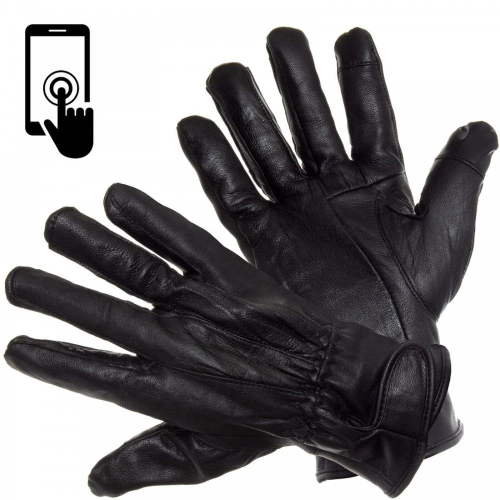 Mens Touch Screen Gloves 100% Genuine Leather Thermal Lined Winter Driving Glove