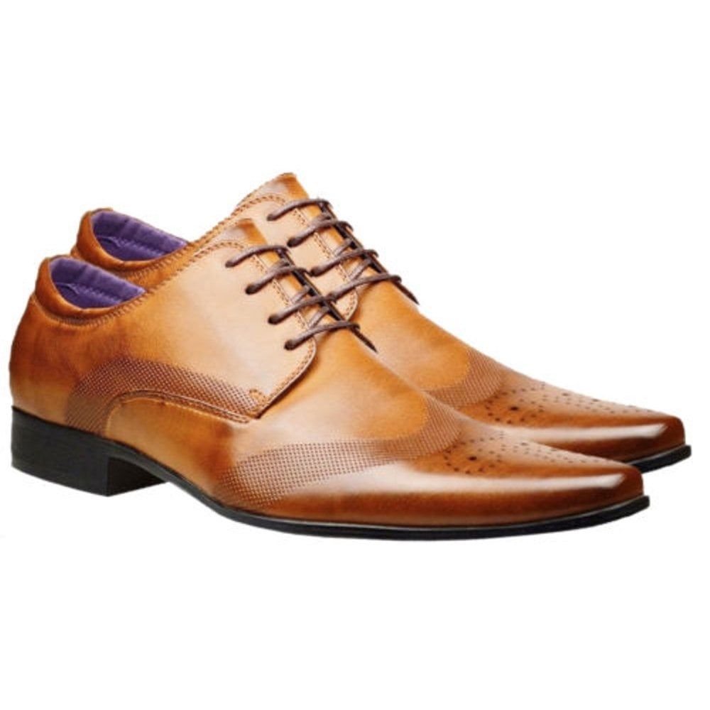 Mens Belide Faux Leather Shoes Smart Formal Wedding Office Lace Up Designer Brogues