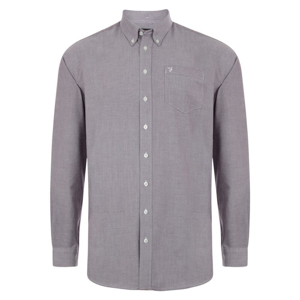 Farah Mens Long Sleeve Regular Fit Oxford Shirt 'The Drayton' Bordeaux