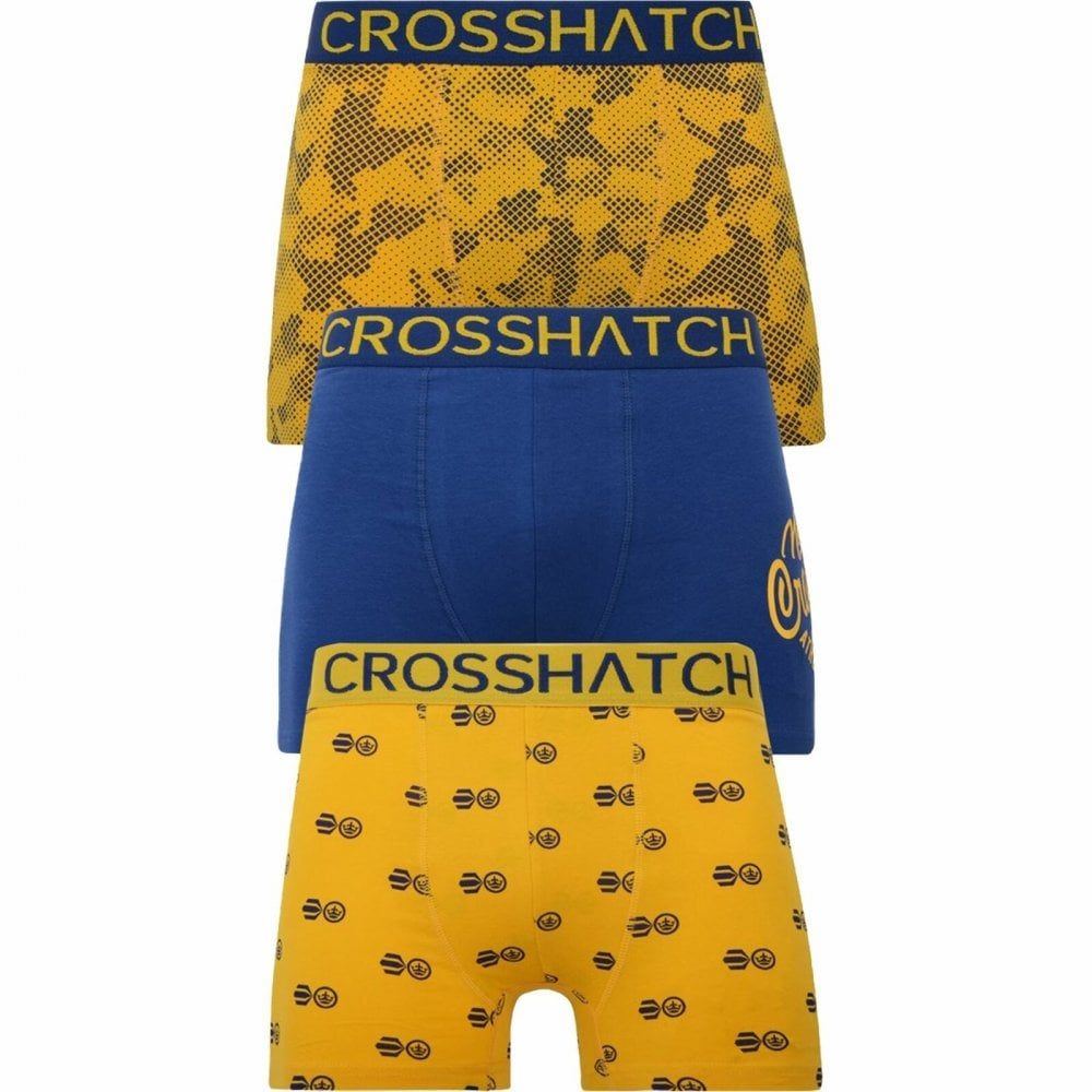Crosshatch 3 Pack Pendley Designer Boxer Trunks Underwear Yellow