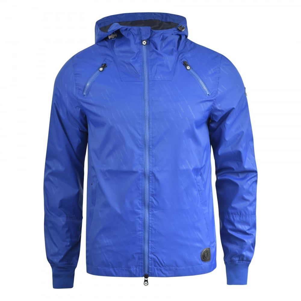 Crosshatch Windbreaker Jacket Lightweight Zip Summer Achernar Hooded Top Royal Blue