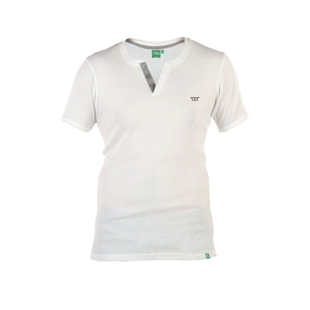 Alanzo Button Up Ribbed Fitted T-Shirt White