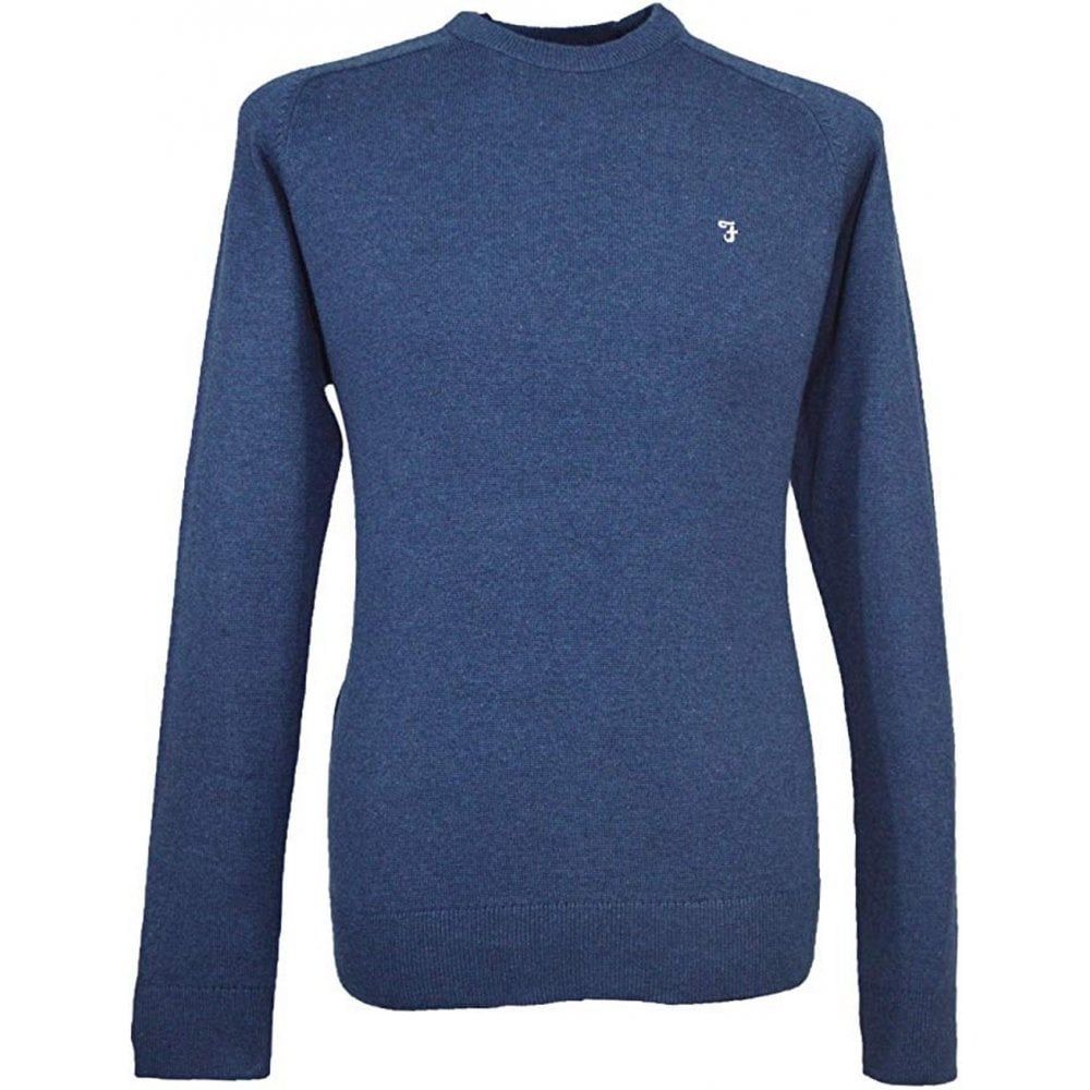 Farah Mens Stern Knitted Crew Neck Jumper Night Sky Marl