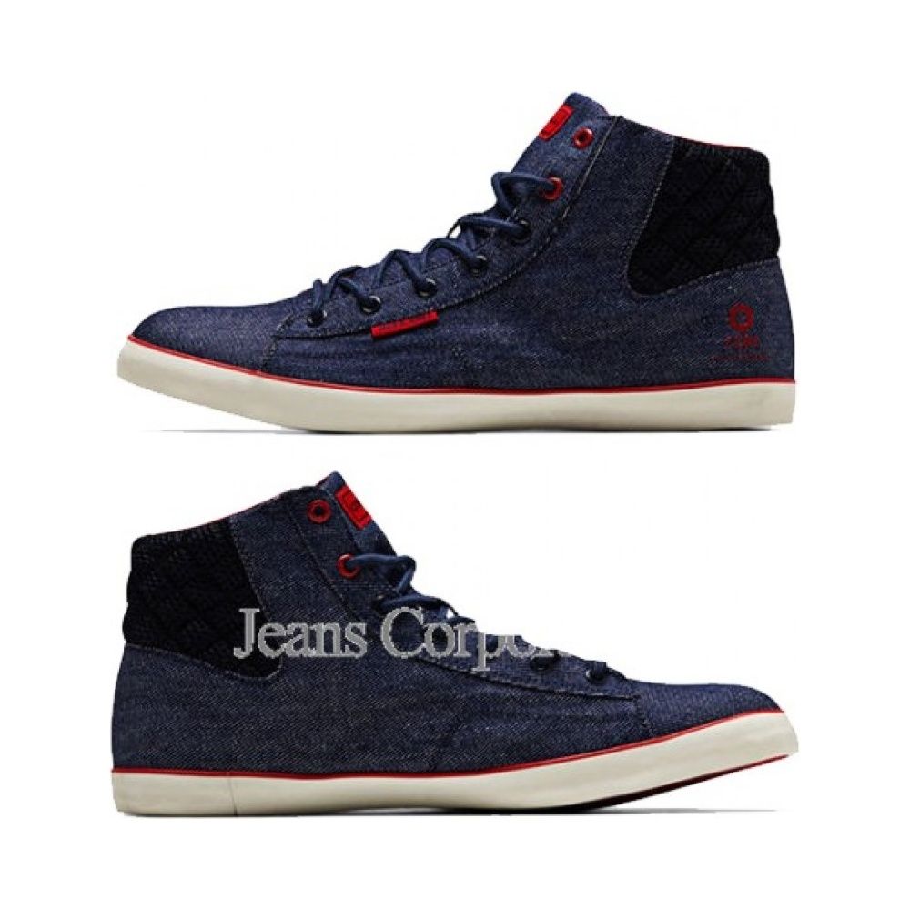 JJ Cardiff Navy Denim Hi-Tops Trainers