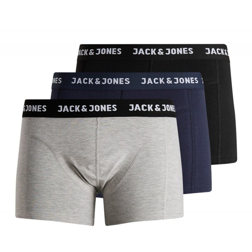 Jack & Jones Mens 3 Pack JACANTHONY Boxer Trunks Shorts Mixed