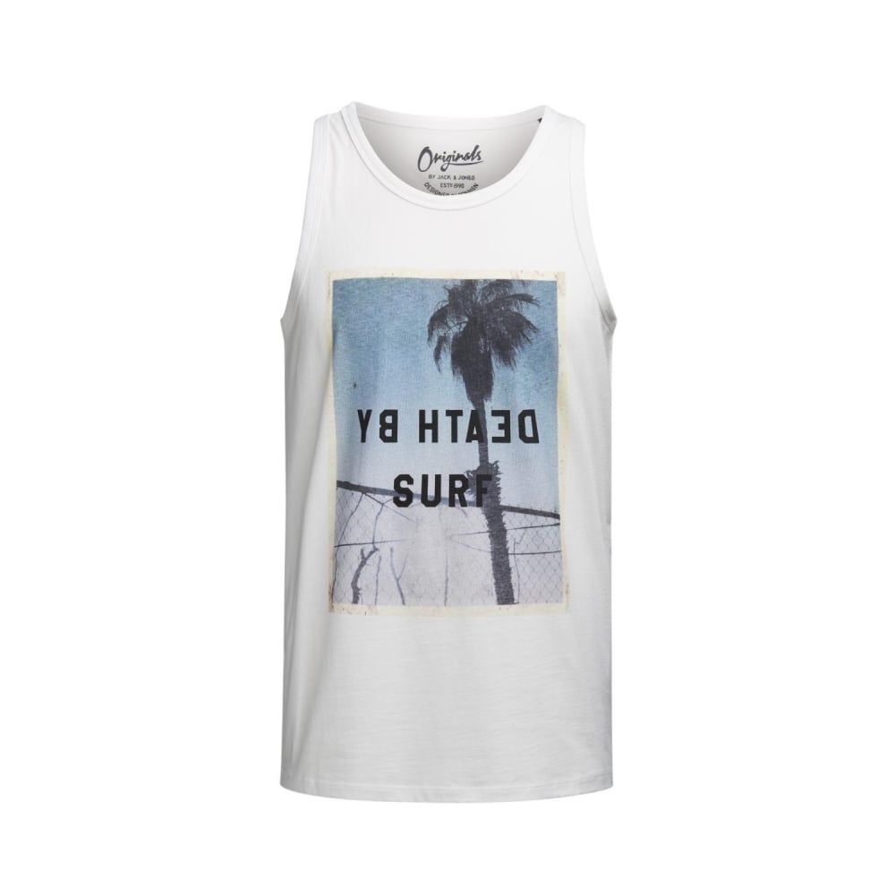 Jack & Jones Mens Designer Branded Regular Fit Ocean Tank Vest Cloud Dancer