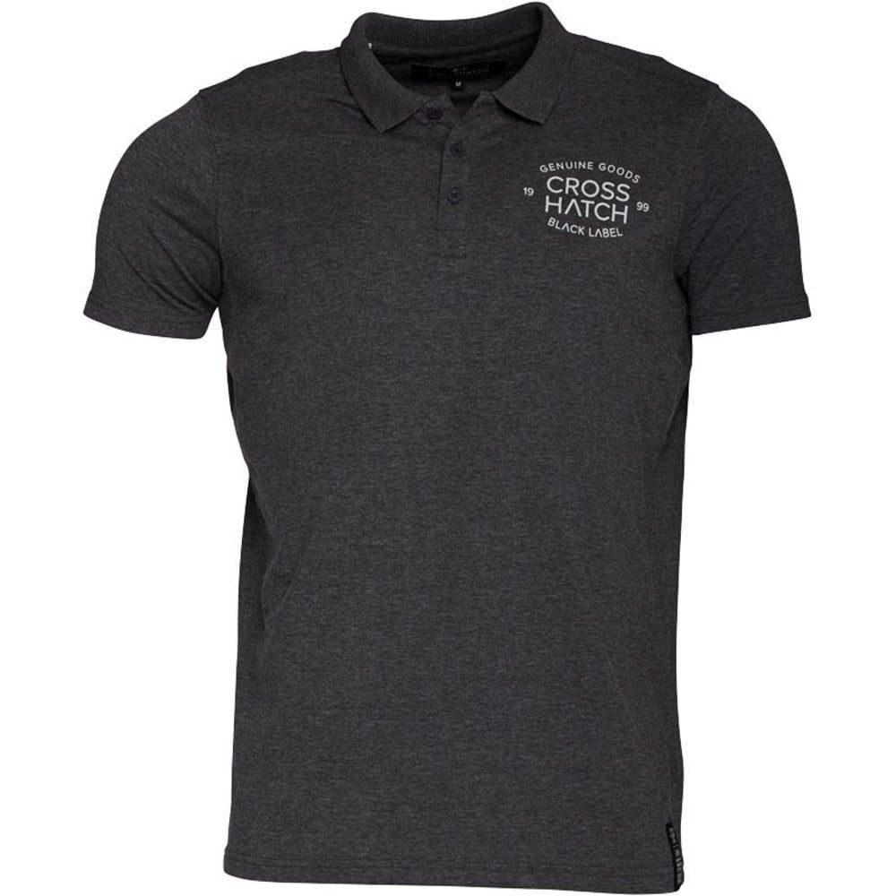 Crosshatch Haiden Mens Authentic Casual Designer Pique Polo Shirt Charcoal Marl