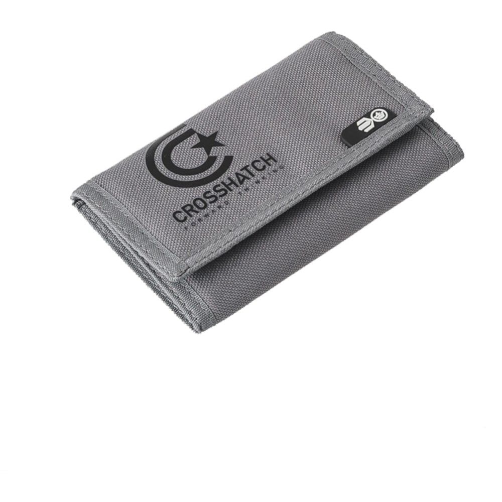 New Mens Crosshatch Three Fold Zip Nylon Vaults Wallets Steel Grey