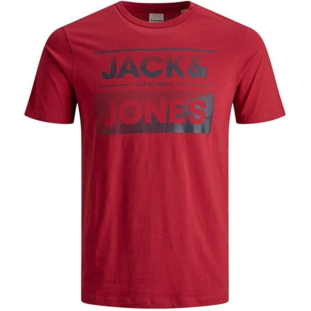 Mens Jack & Jones New Sead Designer Classic T Shirt China Rio Red