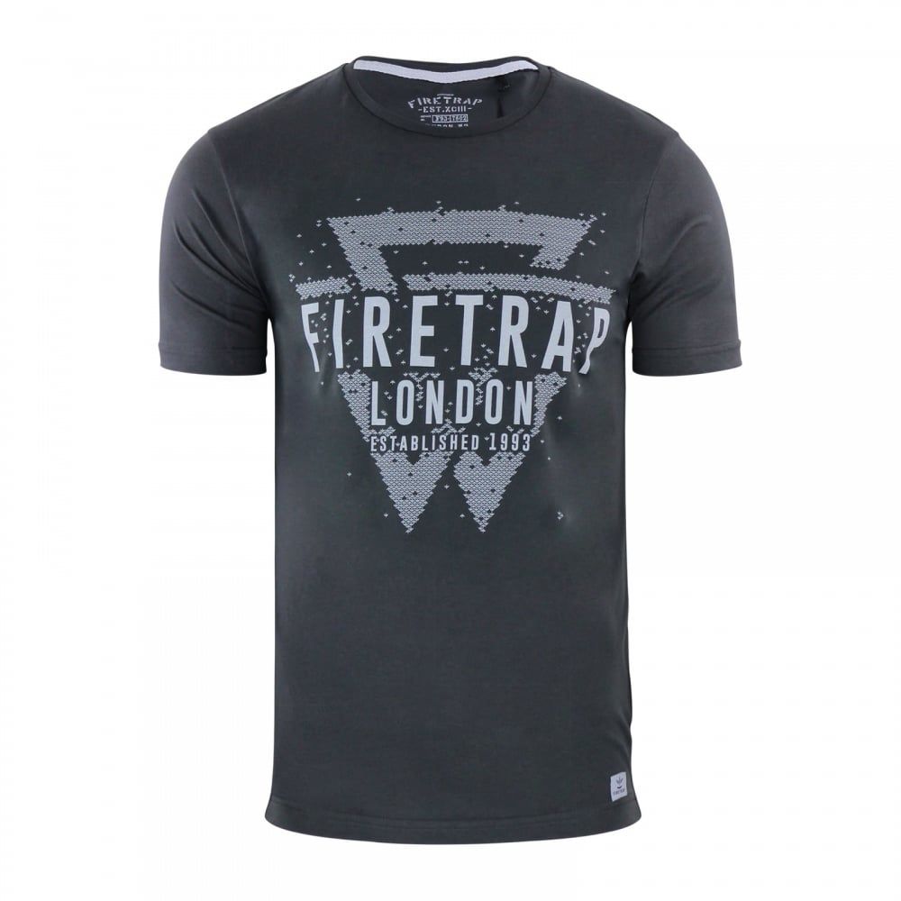 Firetrap Mens Morrin Cotton Crew Neck Short Sleeve Tee Raven