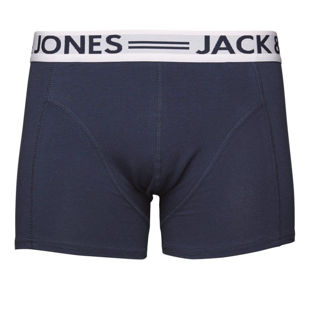 Jack & Jones Mens 3 Pack Sense Boxer Trunks Shorts Dress Blue