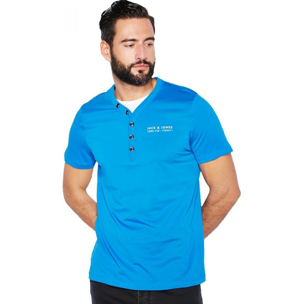 Jack & Jones Paven Split Neck T-Shirt Imperial Blue