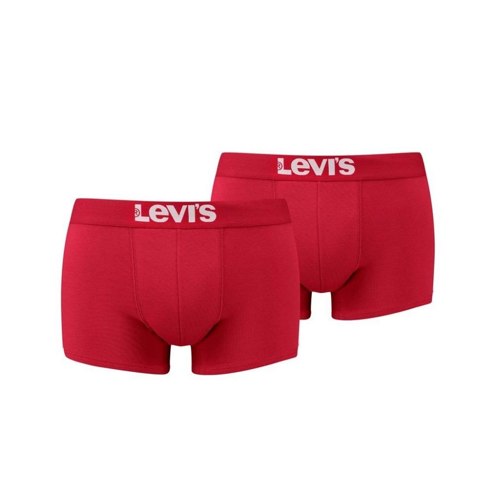 Mens Levi's New Branded 2 Pack Boxer Trunks Mid Chilli Red