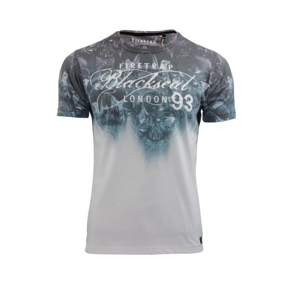 Firetrap Skulpin Designer Casual Blackseal T Shirt White