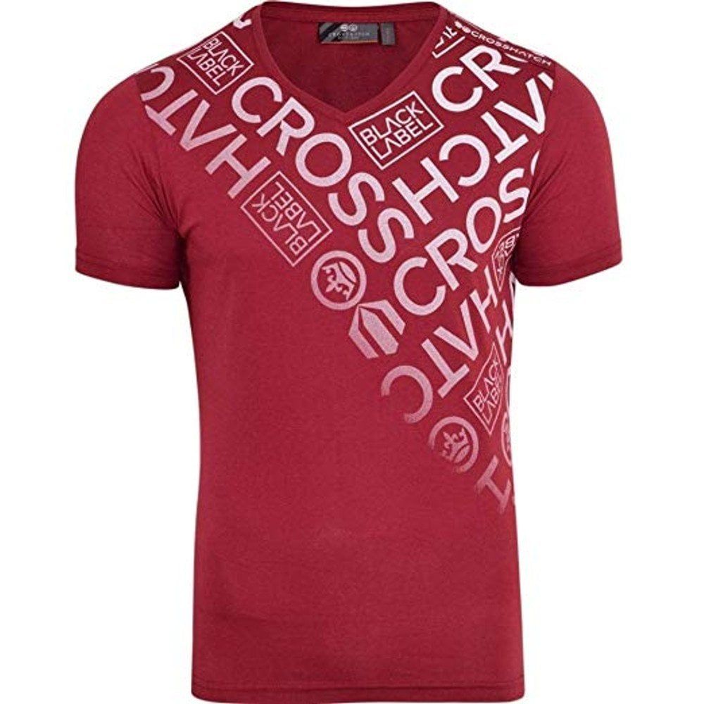 New Crosshatch Mens Bordan Branded Designer Casual V Neck T Shirt Deep Red