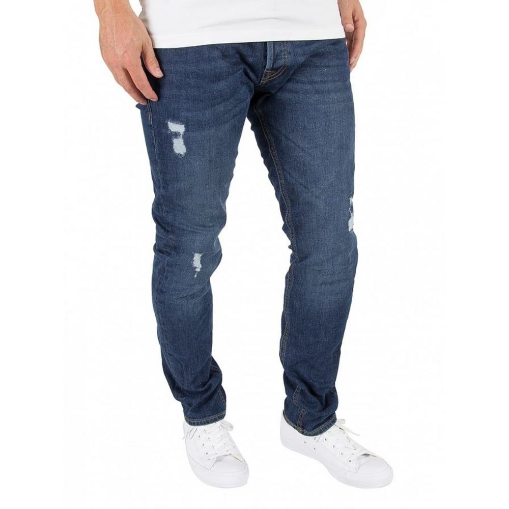 Jack & Jones Tim 419 Original Slim Fit Ripped Jeans Dark Used Look