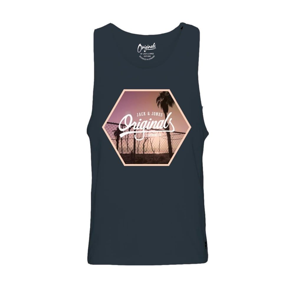 Jack & Jones Mens Designer Branded Regular Fit Ocean Tank Vest Total Eclipse