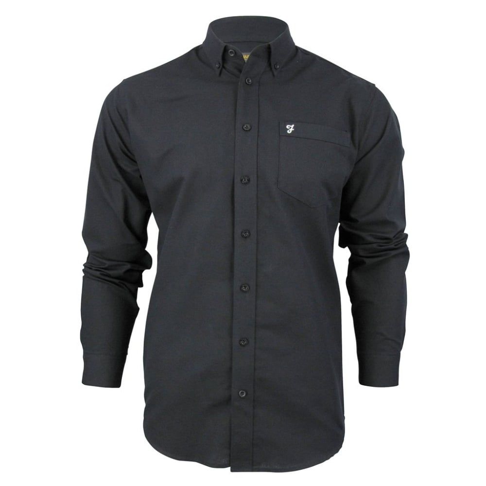Farah Mens Long Sleeve Regular Fit Oxford Shirt 'The Drayton' Black