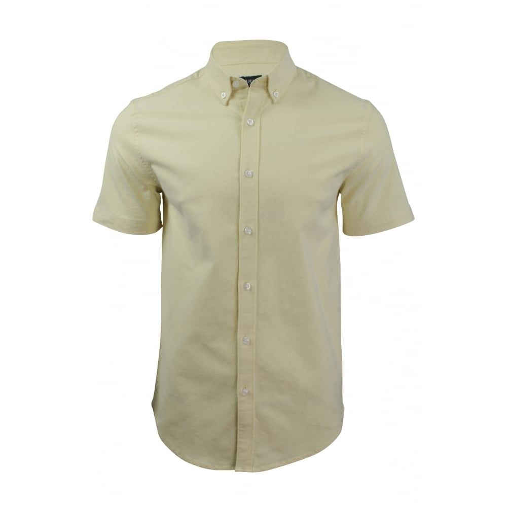 Farah Mens Short Sleeve Regular Fit Thompson Oxford Shirt Pastel Yellow
