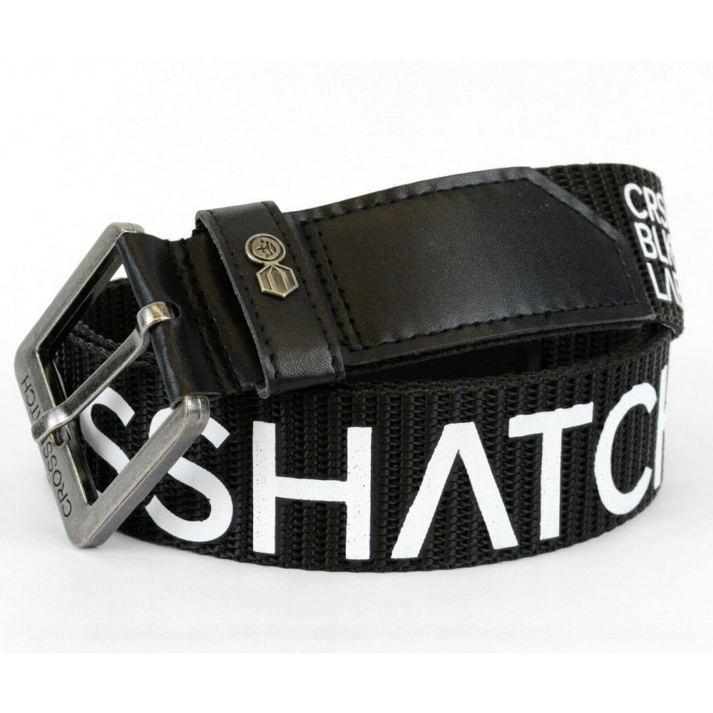Crosshatch Mens Branded Deramus Canvas Designer Nylon Belt Black