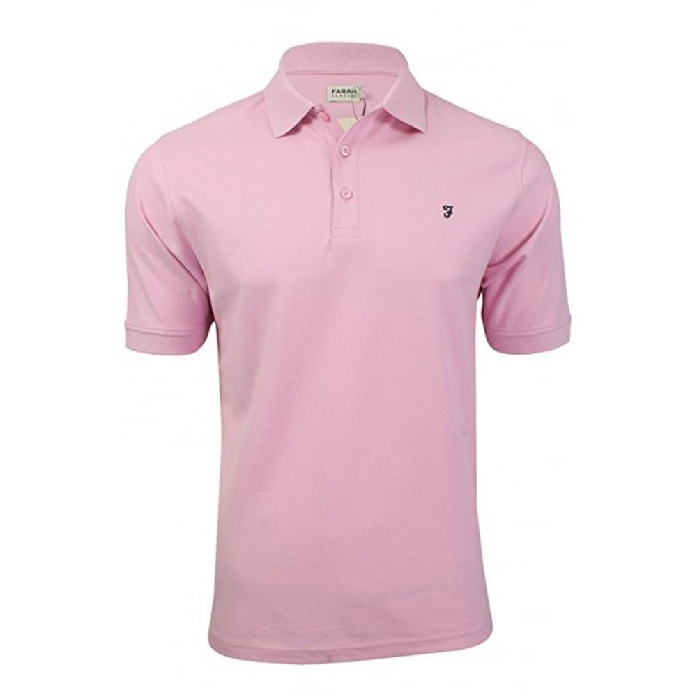 Farah Mens New Casual Cove Plain Polo Shirts Pink