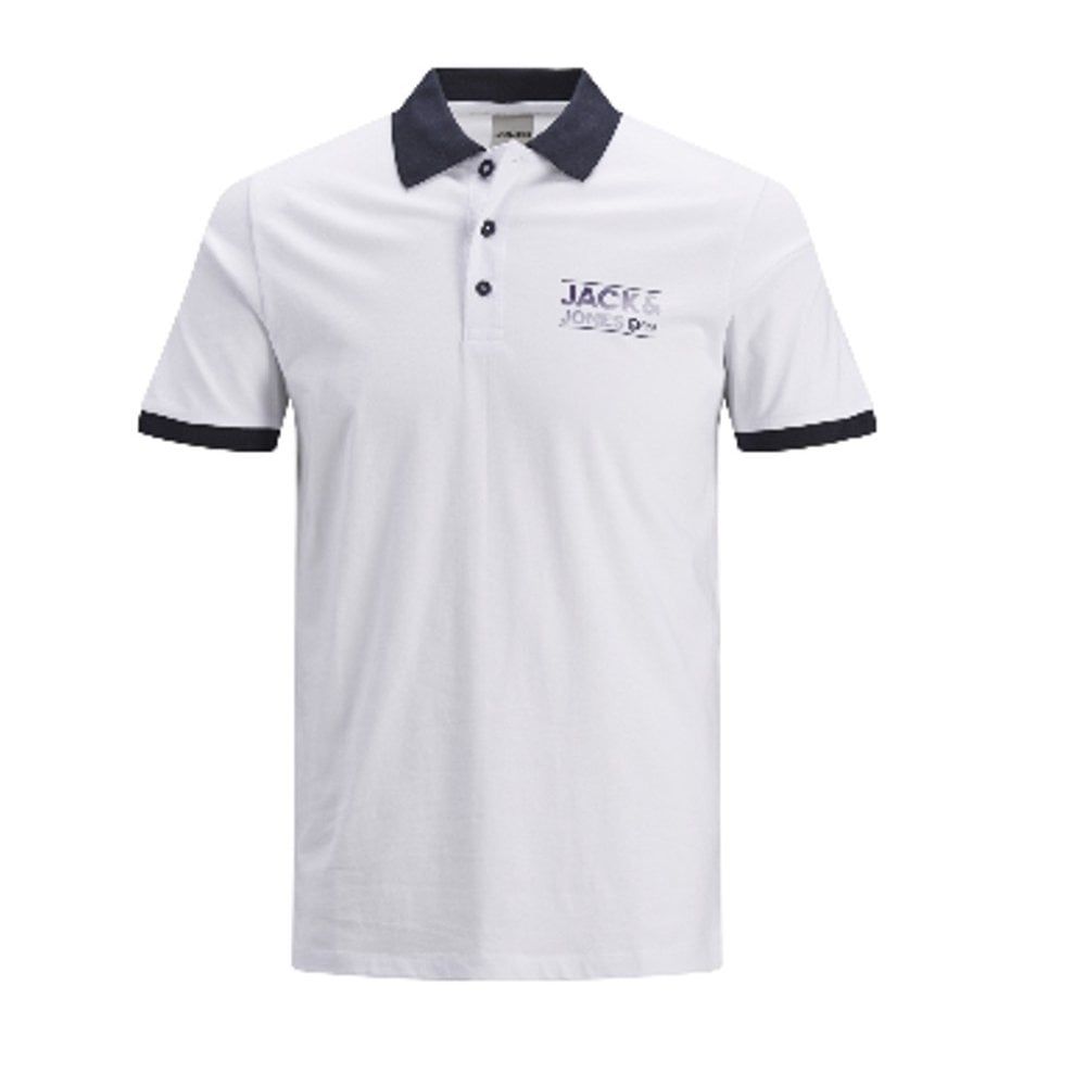 Mens Jack & Jones New Sead Designer Classic Polo T Shirt China White