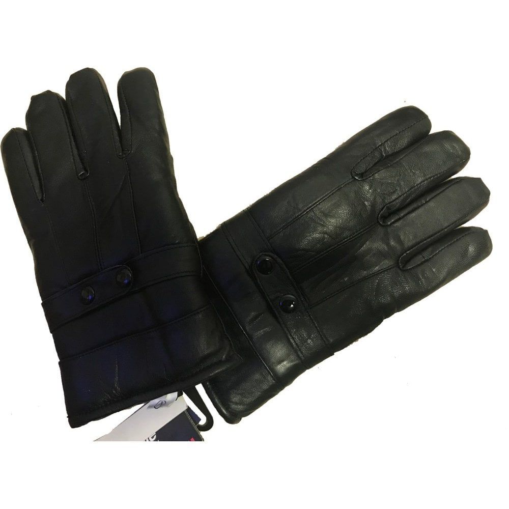 Mens Thinsulate New Premium Fur Lined Real Leather Gloves Black