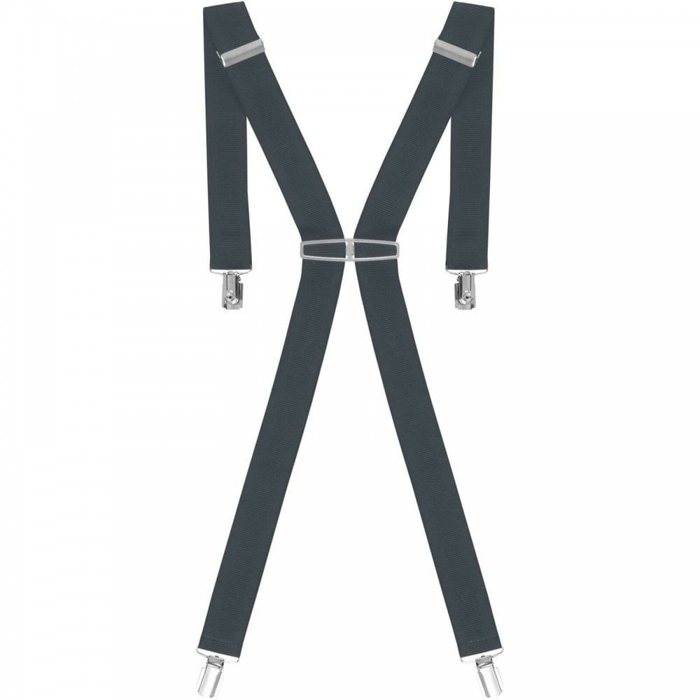 Threads Mens Heavy Duty Dark Grey Braces Trouser Belt Suspender 1.5" 35mm Wide