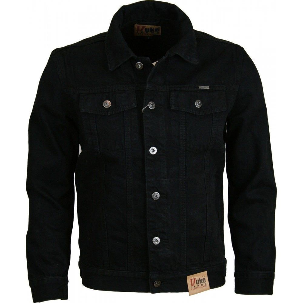 Duke New Mens Quality Kingsize Big Denim Trucker Jean Jacket Black