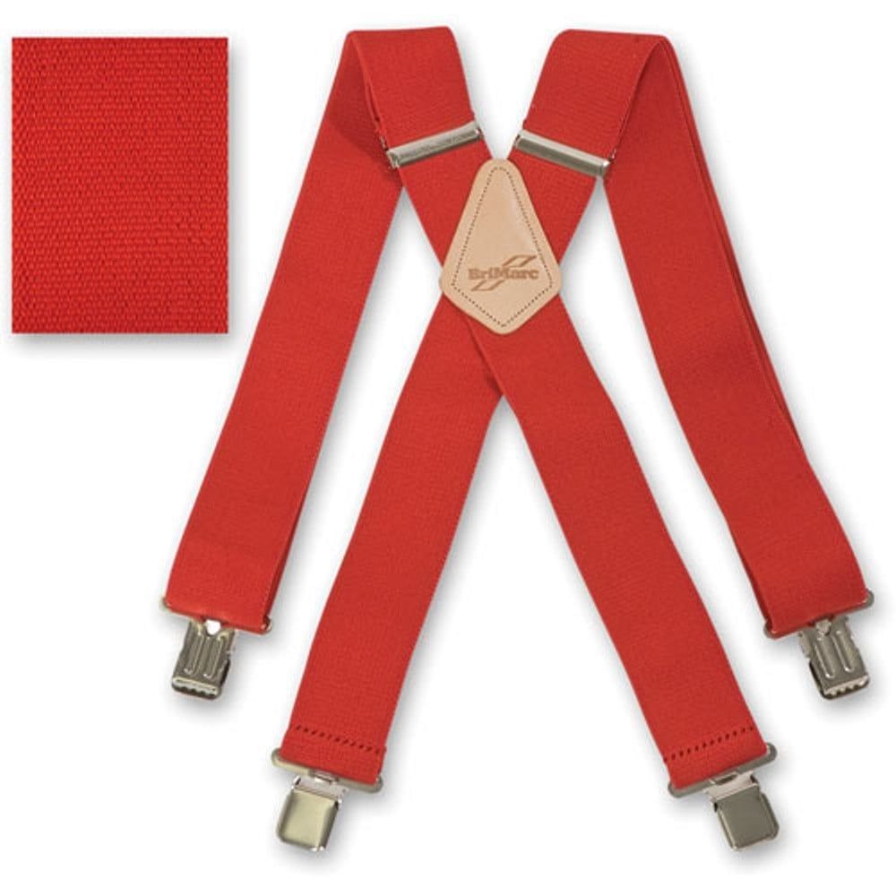Brimarc Mens Heavy Duty Red Braces Trouser Belt Suspender 2" 50mm Wide