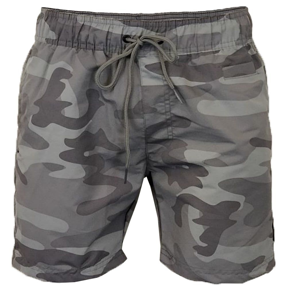 Crosshatch Mens Designer Army Camo Swimming Trunks Shorts Light Grey