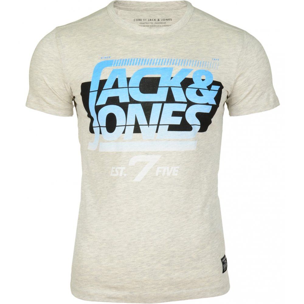 Jack & Jones Designer Retro Sport Crew Neck T Shirt Treated White