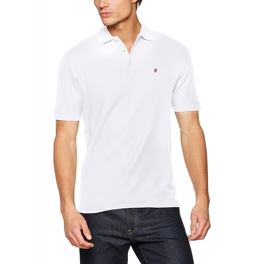 Farah Mens New Casual Cove Plain Polo Shirts White
