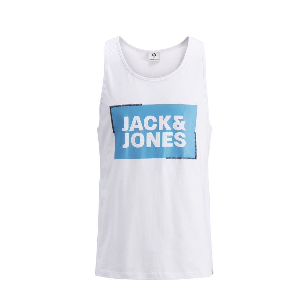 Jack & Jones Mens Designer Branded Regular Fit Tukano Tank Vest White