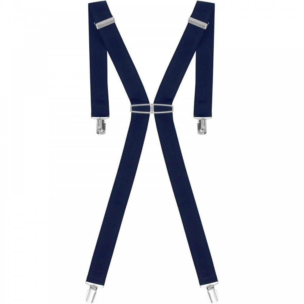 Threads Mens Heavy Duty Navy Braces Trouser Belt Suspender 1.5" 35mm Wide