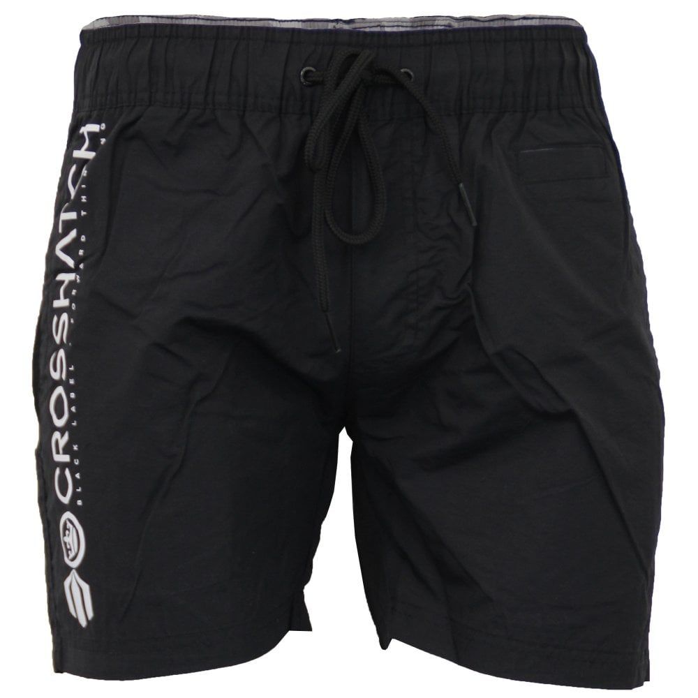 Crosshatch Mens Designer Pedro Swimming Trunks Surf Board Mesh Lined Shorts Black
